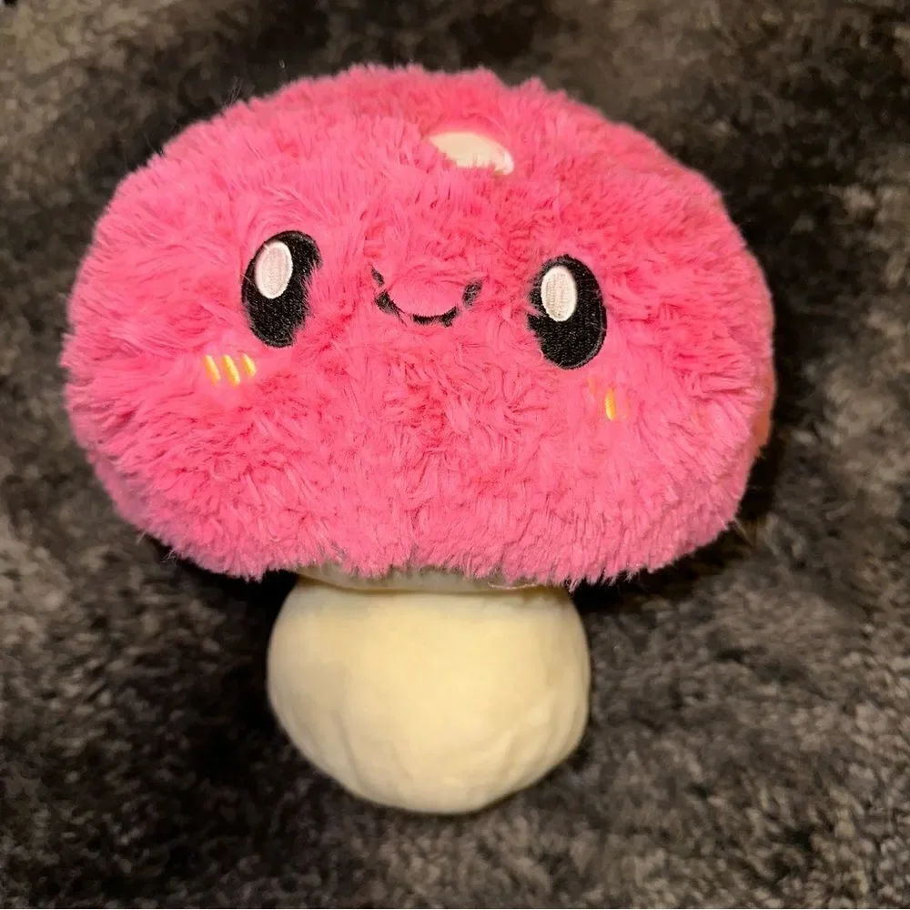 Squishable Smiling Mushroom Pink Medium Size 9” Plush Girly Fungi Fairycore Boho